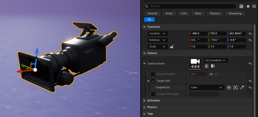 UE5 Gameplay Cameras: Parameterization